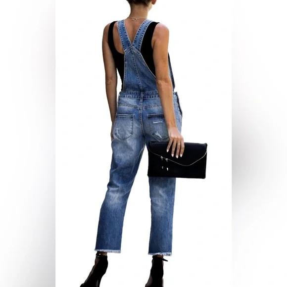 🆕Stylish Blue Denim Overalls for Women-Darker Blue